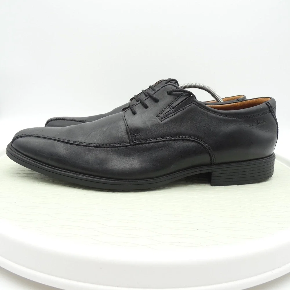 Clarks Collection Mens Tilden Walk Black Leather Derby Shoes Size 13W